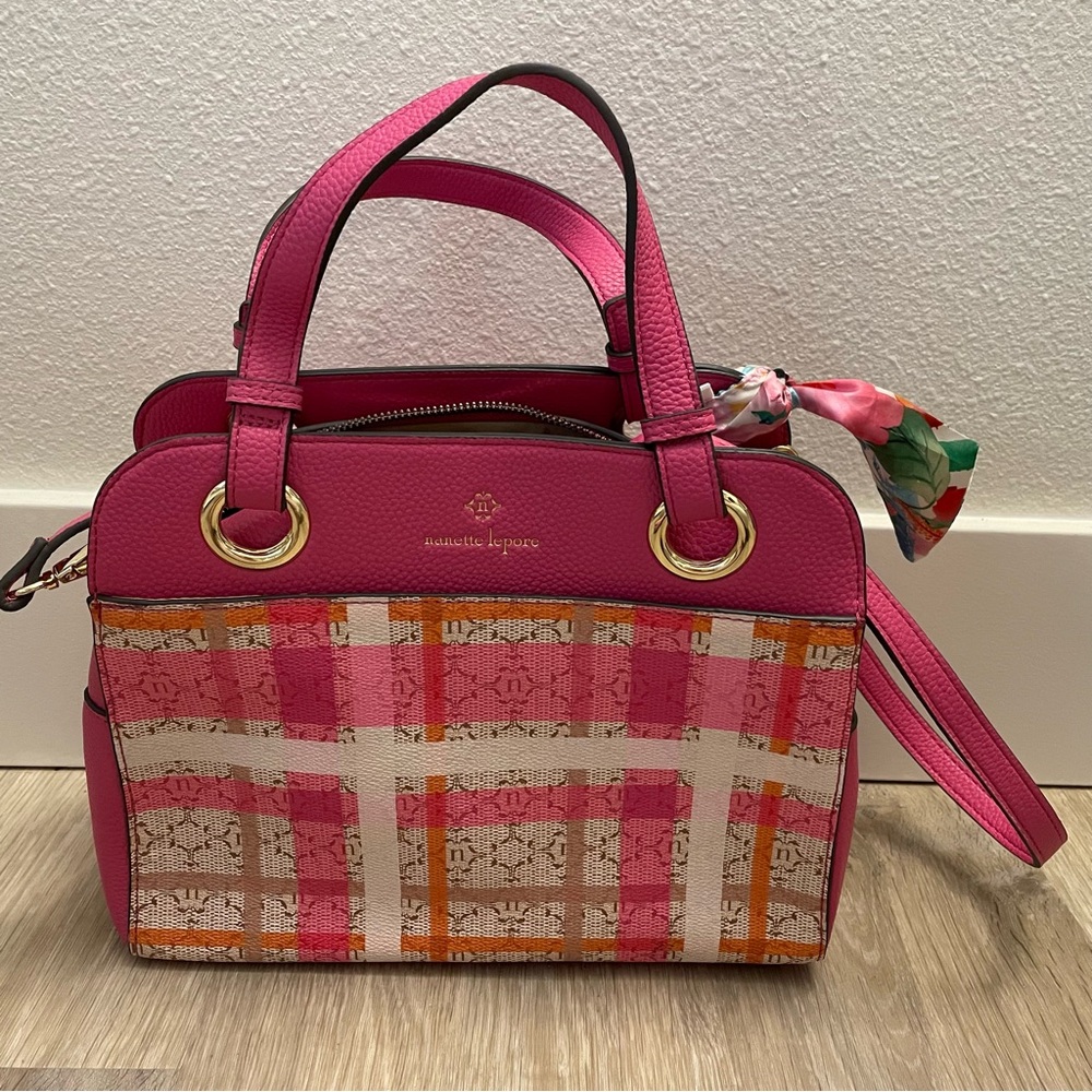 Nanette Lepore Pink Plaid Crossbody Purse